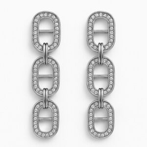 Elegant Silver Crystal Chain Earrings